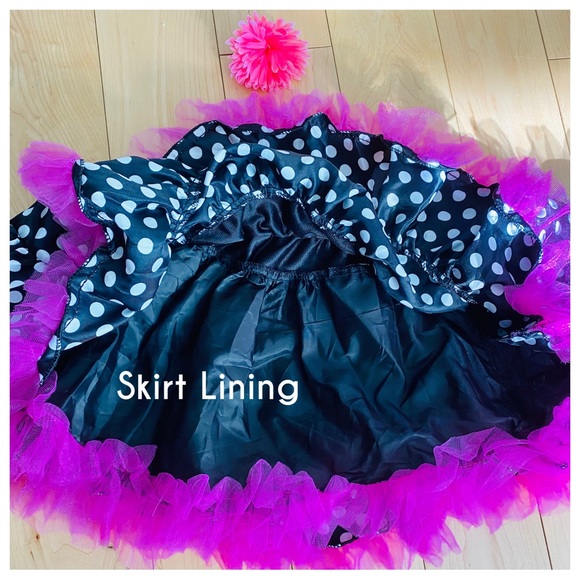 Adult Black White Dot Tutu With Hot Pink Trim - Size XS - Picture 4 of 6
